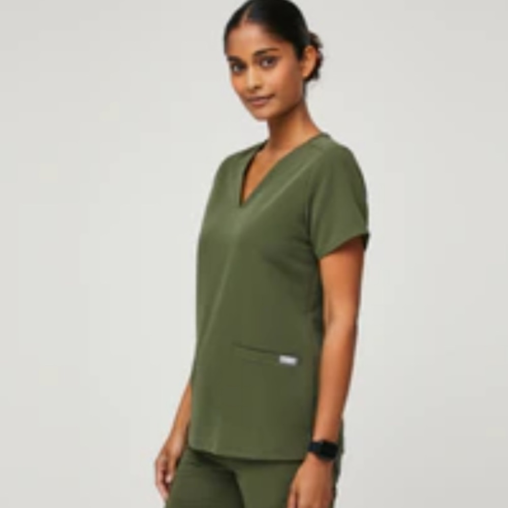 Figs Dark Olive Casma two pocket scrub Top